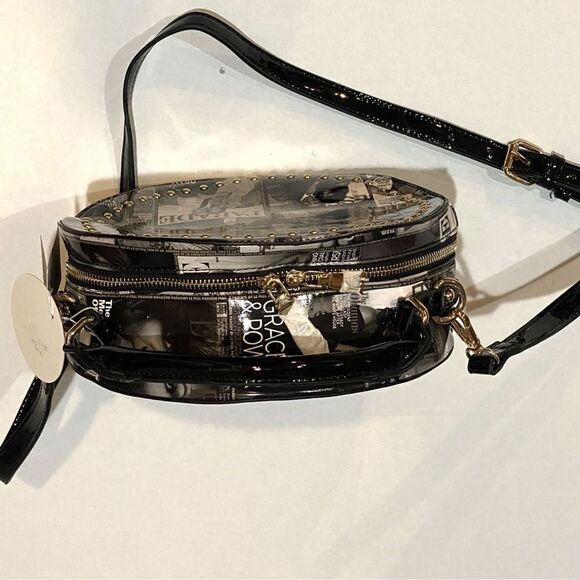 Obama Magazine Handbag Round Black/White glossy collage Purse, tote NWT - Picture 9 of 15